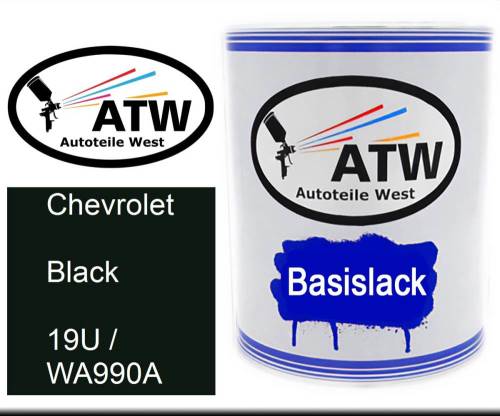 Chevrolet, Black, 19U / WA990A: 1L Lackdose, von ATW Autoteile West.